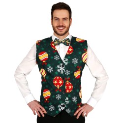 DEGUISEMENT GILET DE NOEL VERT BOULES DE NOEL TAILLE UNIQUE