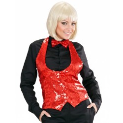 DEGUISEMENT GILET EN PAILLETTES FEMME ROUGE TAILLE M/L
