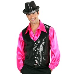 DEGUISEMENT GILET SEQUIN NOIR TAILLE L