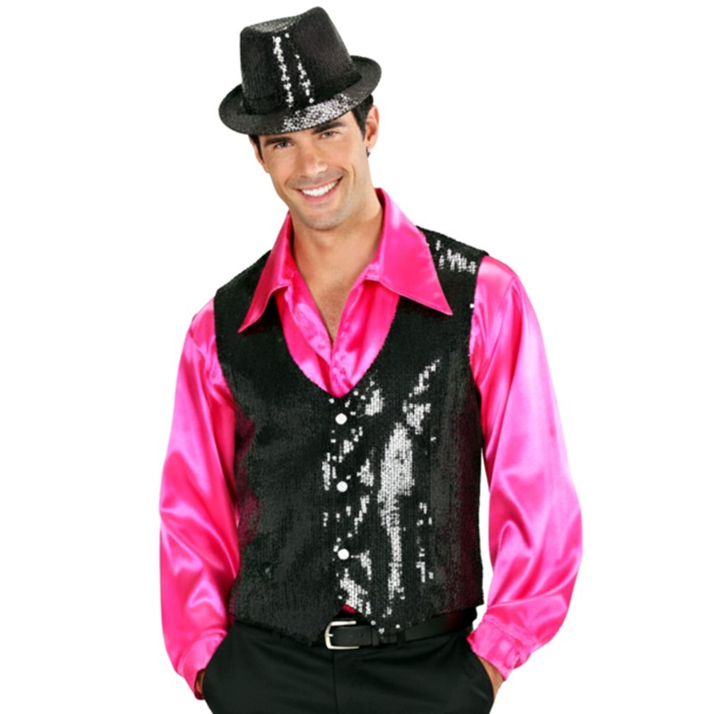 DEGUISEMENT GILET SEQUIN NOIR TAILLE L