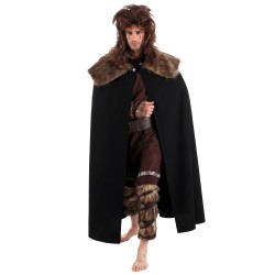 CAPE CHEVALIER OU VIKING FOURRURE FOURNIE LUXE NOIRE