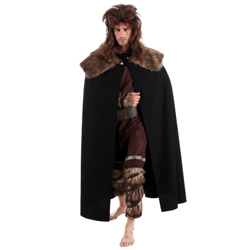 CAPE CHEVALIER OU VIKING FOURRURE FOURNIE LUXE NOIRE 