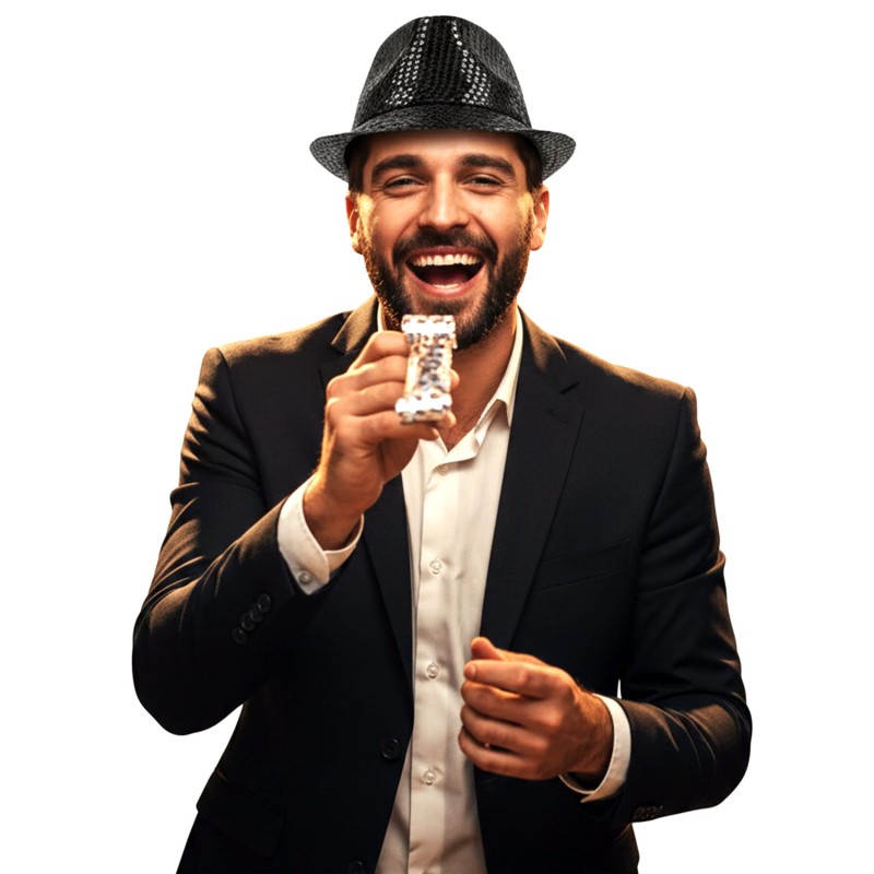 CHAPEAU BORSALINO A SEQUINS NOIR 