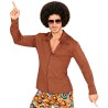CHEMISE 70'S GROOVY STYLE MARRON TAILLE L-XL