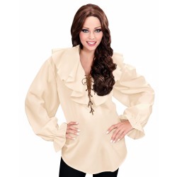 CHEMISE BEIGE A JABOT PIRATE OU RENAISSANCE FEMME TAILLE M