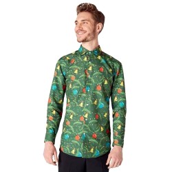 CHEMISE DE NOEL ADULTE VERTE GUIRLANDE ET SAPIN TAILLE M