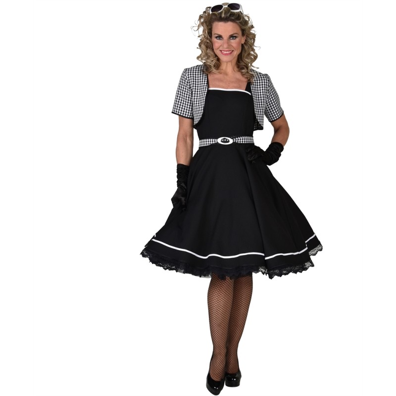 DEGUISEMENT FEMME ROBE JACKIE 50'S NOIR ET BLANC TAILLE XS