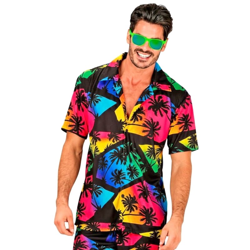 CHEMISE FLEUR HAWAI SUR FOND PALM BEACH TAILLE S-M