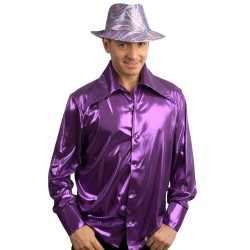 DEGUISEMENT CHEMISE HOMME MAUVE BRILLANTE TAILLE 56/58