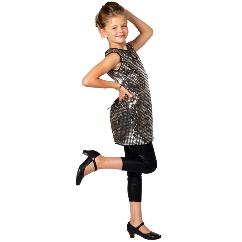 DEGUISEMENT ROBE DISCO ARGENT PAILLETTE TAILLE 128