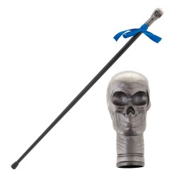 CANNE METALLIQUE TETE DE MORT ARGENT 93 CM 