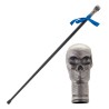 CANNE METALLIQUE TETE DE MORT ARGENT 93 CM 