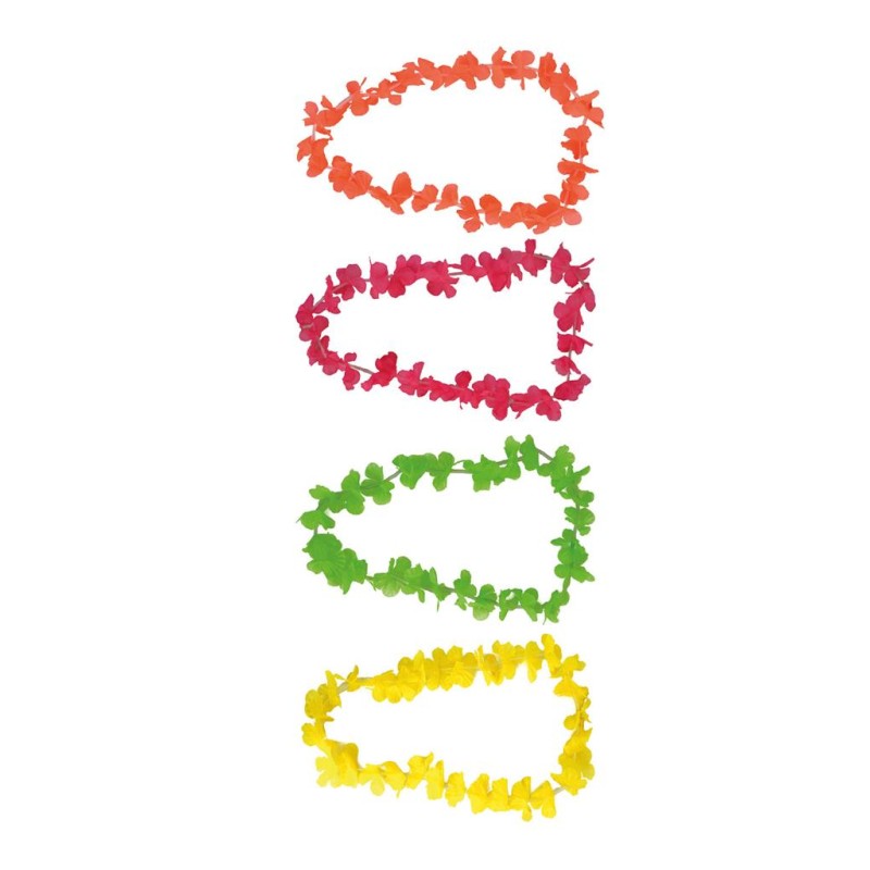 COLLIER DE FLEURS HAWAI FLUO COULEUR ASSORTIS 