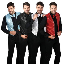 GILLET ET NOEUD PAPILLONS PAILLETTE COULEURS ASSORTIS 