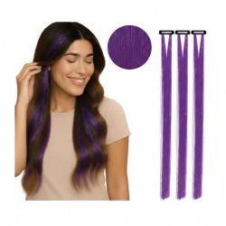 3 MECHES A CLIPSER VIOLET GLITTER 50 CM