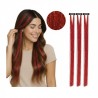 3 MECHES A CLIPSER ROUGE GLITTER 50 CM