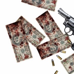 75 BILLETS DOLLARS ENSANGLANTES 6X15 CM