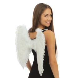 AILES D'ANGES EN PLUMES BLANCHES 50 X 50 CM 