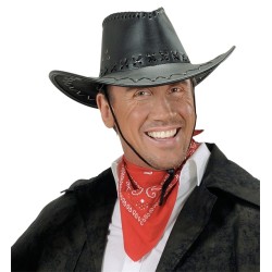 CHAPEAU COW BOY WESTERN NOIR EFFET FAUX CUIR