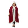 CAPE DE NOEL LUXE LONGUE 125 CM ROUGE VELOUR AVEC FOURRURE BLANCHE