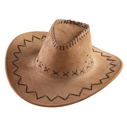 CHAPEAU COW BOY WESTERN EN SUEDINE BRUN OU BEIGE
