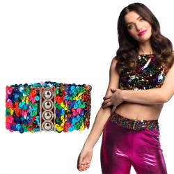 CEINTURE ELASTIQUE SEQUIN MULTICOLORE