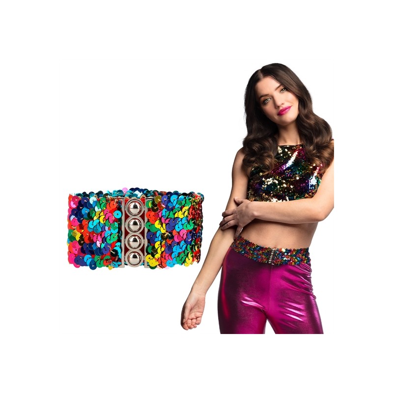 CEINTURE ELASTIQUE SEQUIN MULTICOLORE
