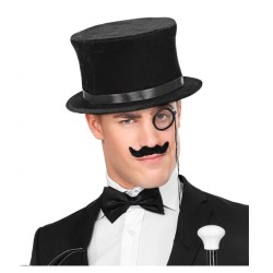 CHAPEAU HAUT DE FORME A CLAP PLIANT VELOUR NOIR