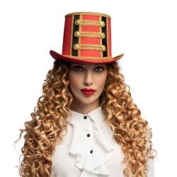 CHAPEAU HAUT DE FORME ROUGE NOIR ET OR DIRECTEUR DE CIRQUE MR LOYAL