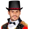 CHAPEAU HAUT DE FORME NOIR RUBAN ROUGE DIRECTEUR DE CIRQUE