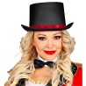 CHAPEAU HAUT DE FORME NOIR RUBAN ROUGE DIRECTEUR DE CIRQUE