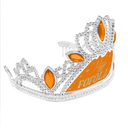 DIADEME HUMORISTIQUE MISS FOFOLLE ARGENT ORANGE ET OR