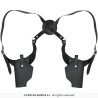 DOUBLE HOLSTER DE BRAS NOIR + 2 PISTOLET ARGENT POLICE 