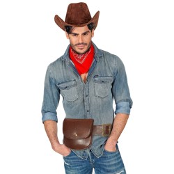 CEINTURE AVEC BOURSE ASPECT CUIR MARRON