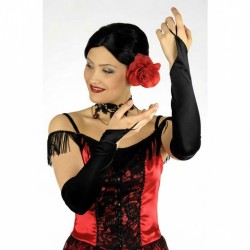 GANTS SATIN SANS DOIGTS OU MITAINES NOIR 42 CM