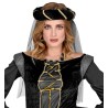 COIFFE COURONNE OU TURBAN MEDIEVAL NOIR AVEC VOILE NOIR 