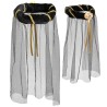 COIFFE COURONNE OU TURBAN MEDIEVAL NOIR AVEC VOILE NOIR 