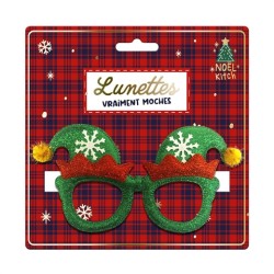 LUNETTES LUTIN DE NOEL ROUGE ET VERT PAILLETTE KITCH