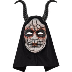 MASQUE A CAPUCHE DEMON HOMME AVEC CORNES