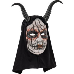 MASQUE A CAPUCHE DEMON HOMME AVEC CORNES