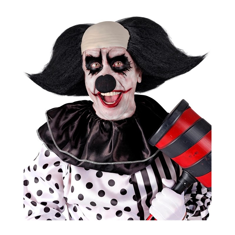 PERRUQUE CALOTTE CLOWN SINITRE OU CLOWN TUEUR CHAUVE CHEVEUX NOIRS