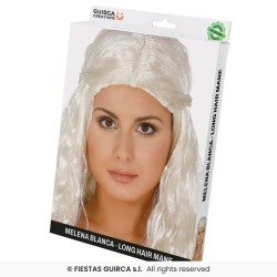 PERRUQUE GAME OF TRONES LONGUE CHEVEUX BLANCS ONDULES + 2 TRESSES