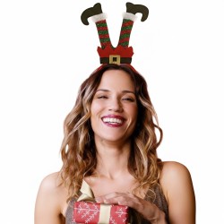 SERRE-TETE JAMBES LUTIN DU PERE NOEL ROUGE ET VERT