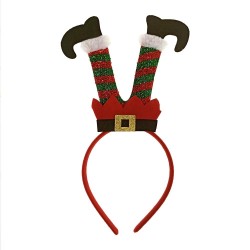 SERRE-TETE JAMBES LUTIN DU PERE NOEL ROUGE ET VERT