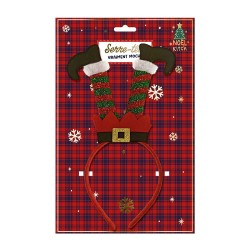 SERRE-TETE JAMBES LUTIN DU PERE NOEL ROUGE ET VERT