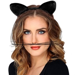 SERRE-TETE OREILLES DE CHAT VELOUR NOIR