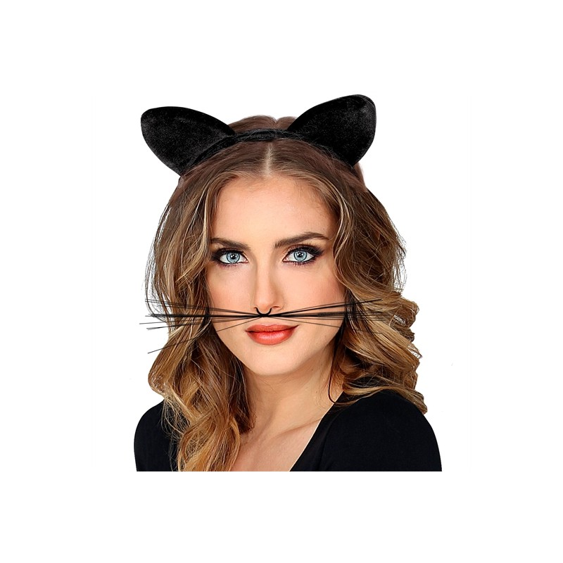 SERRE-TETE OREILLES DE CHAT VELOUR NOIR