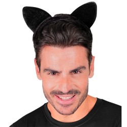 SERRE-TETE OREILLES DE CHAT VELOUR NOIR