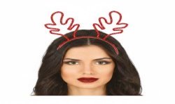 SERRE-TETE OU DIADEME NOEL ROUGE AVEC STRASS CORNES DE RENNE