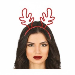 SERRE-TETE OU DIADEME NOEL ROUGE AVEC STRASS CORNES DE RENNE